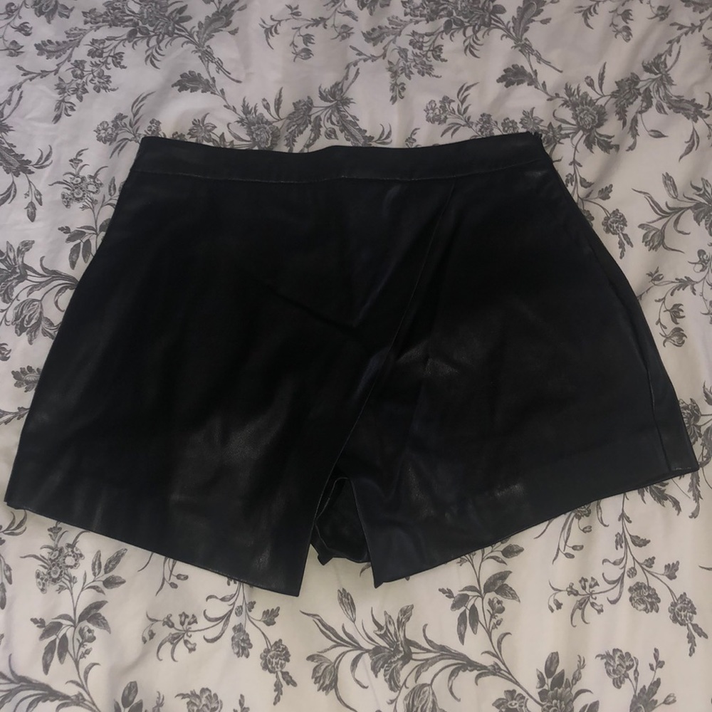 Black leather skort